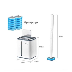 Brosse de toilette multifonctionnelle en <span class=keywords><strong>plastique</strong></span> soluble dans l'<span class=keywords><strong>eau</strong></span> avec tête d'éponge, brosses de nettoyage pour la maison, outils de nettoyage - Product Image 1