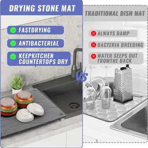Hitze beständiges Geschirr Rack Mat Waschbecken Tablett Matte Stein Geschirr trocknungs matte für Küchen theke