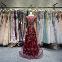 Jancember LSJA80 Nouvelle Arrivée Robes de Soirée à Manches Courtes pour Femmes