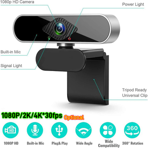 Webcam USB HD 1080P 2K 4K avec micro 360° °   <span class=keywords><strong>Cam</strong></span>éra <span class=keywords><strong>Web</strong></span> USB à Monture Flexible avec Objectif Grand Angle pour Diffusion en Direct sur Ordinateur, PC, Ordinateur Portable et Mac - Product Image 2
