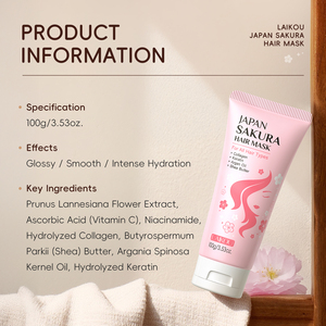 Masque capillaire LAIKOU JAPAN SAKURA pour un traitement en profondeur, renforcement et réparation des cheveux secs, abîmés et crépus, crème qui améliore les propriétés capillaires - Product Image 3