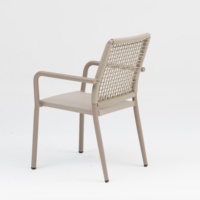 Chaises de salle à manger en rotin d'extérieur modernes avec table ronde à piétement blanc pour jardin, patio, balcon (C724)