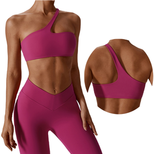 Ensemble de sport femme 2023 Nude : Soutien-gorge asymétrique antichoc, leggings respirants, grande taille, séchage rapide, pour gym, fitness, entraînement et yoga - Product Image 1