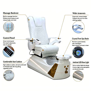 Fauteuil de pédicure blanc de luxe avec bol en cristal, mobilier professionnel pour salon de spa, station de pédicure pour salon de beauté des ongles - Product Image 3