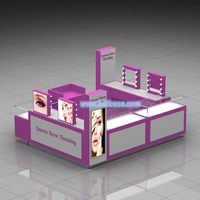 Meuble de présentation cosmétique sur mesure, présentoir de maquillage, mobilier de salon de beauté de luxe avec miroir, kiosque de maquillage pour sourcils pour centre commercial