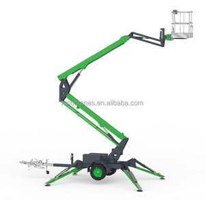 Mini plataforma de trabajo aéreo de rotación de 360 grados, elevador de pluma remolcable hidráulico plegable de dos ruedas para construcción - Product Image 2