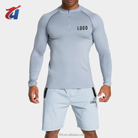 Haut de sport personnalisé pour homme, coupe ajustée, léger, séchage rapide, sans coutures, avec quart de zip, manches longues, pour fitness et entraînement