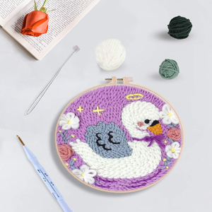 Kit de démarrage pour broderie Punch Needle, kit d'artisanat DIY pour débutants et adultes, kit de broderie Punch Needle Swan, cadeau d'artisanat DIY - Product Image 2