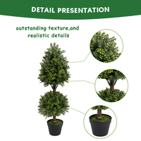 PZ-1-145 Real Touch Feuille Faux Plante Bonsaï Artificielle Buis Topiaire Boule En Pot Arbre pour Intérieur Porche Décor