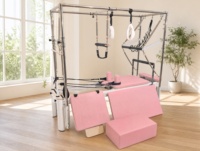 Table de Pilates Cadillac Reformer 3-en-1 en alliage d'aluminium avec barre de poussée et système de poulies à cordes pour studio et salle de sport à domicile
