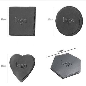 Ensemble de sous-verres en pierre naturelle personnalisés avec logo, style japonais, rond, isolant thermiquement, pour bar, sous-verres en ardoise pour whisky, cadeau - Product Image 1
