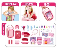 Samtoy 37 pièces DIY Simulation Portable beau cosmétique jeu de Simulation ensemble maquillage commode valise commode Table jouets pour filles