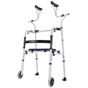 Disabled Old People Standing Frame with Seat Rehabilitation Equipment for the Elder Walk Aids Rollator Aluminum