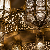 Grand lustre de mosquée arabe, lampe suspendue marocaine personnalisée en métal ajouré pour hall d'hôtel et projets de villas
