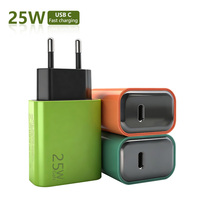 Pengisi Daya Dinding Cepat Mini 25W GaN PD2.0 Colokan EU USB-C Kontrol Suhu Cerdas Perlindungan Multi-Aman untuk iPhone Samsung