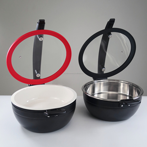 Scaldavivande a Tre Strati in Acciaio Inox 304, Pentola Riscaldante Nera per Buffet con Coperchio in Vetro, Adatta per Induzione - Product Image 6