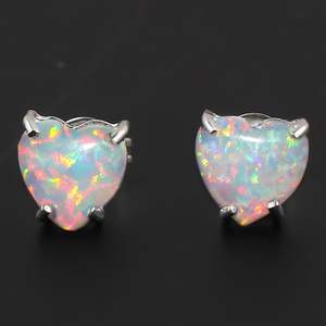 Pendientes de ópalo en forma de corazón YASHEE chapados en plata para mujer, joyería de regalo - Product Image 2