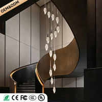 Lustre moderne pour escalier, luminaire de luxe pour villa, lampe suspendue pour grenier, luminaire design en cristal en forme de goutte de pluie