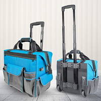 Sac à outils à roulettes robuste avec roues, sac à outils d'électricien imperméable, grande capacité, étui organisateur pour la construction