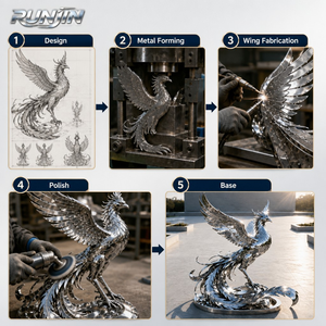 Mirror Polish Stainless Steel <strong>Phoenix</strong> Sculpture Spreading Wings Large Outdoor Plaza Hotel Landmark Metal Art Manufacturer Custom - Product Image 3