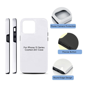 Commercio all'ingrosso In bianco coperture mobili TPU PC rivestimento 2 In 1 duro <span class=keywords><strong>Film</strong></span> di policarbonato 3D sublimazione cassa del telefono per iPhone 15 pro max - Product Image 2