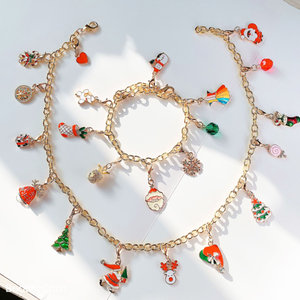 Bestseller 24-Tage Weihnachts-Adventskalender für Kinder 24 Charms DIY Exquisites Metall-Armband Halsketten-Set Anpassbares Weihnachtsset - Product Image 1