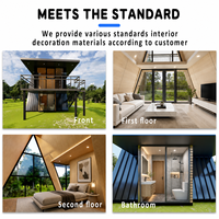 Cabane en bois moderne de luxe à deux étages, mobile, de type A, préfabriquée, petite maison triangulaire pour hôtel de plein air, glamping, complexe hôtelier