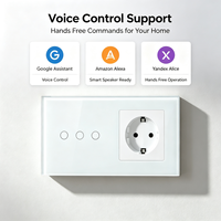 UBARO – interrupteur intelligent WiFi, prise murale EU, panneau tactile en verre trempé, commande vocale à distance, Alexa Google Home Smart Life, 240V, 1Gang