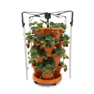 Juego de inicio de jardín interior Macetas de jardinería verticales móviles y sistema de compost Sistemas de cultivo de torre vertical de plantas con luces