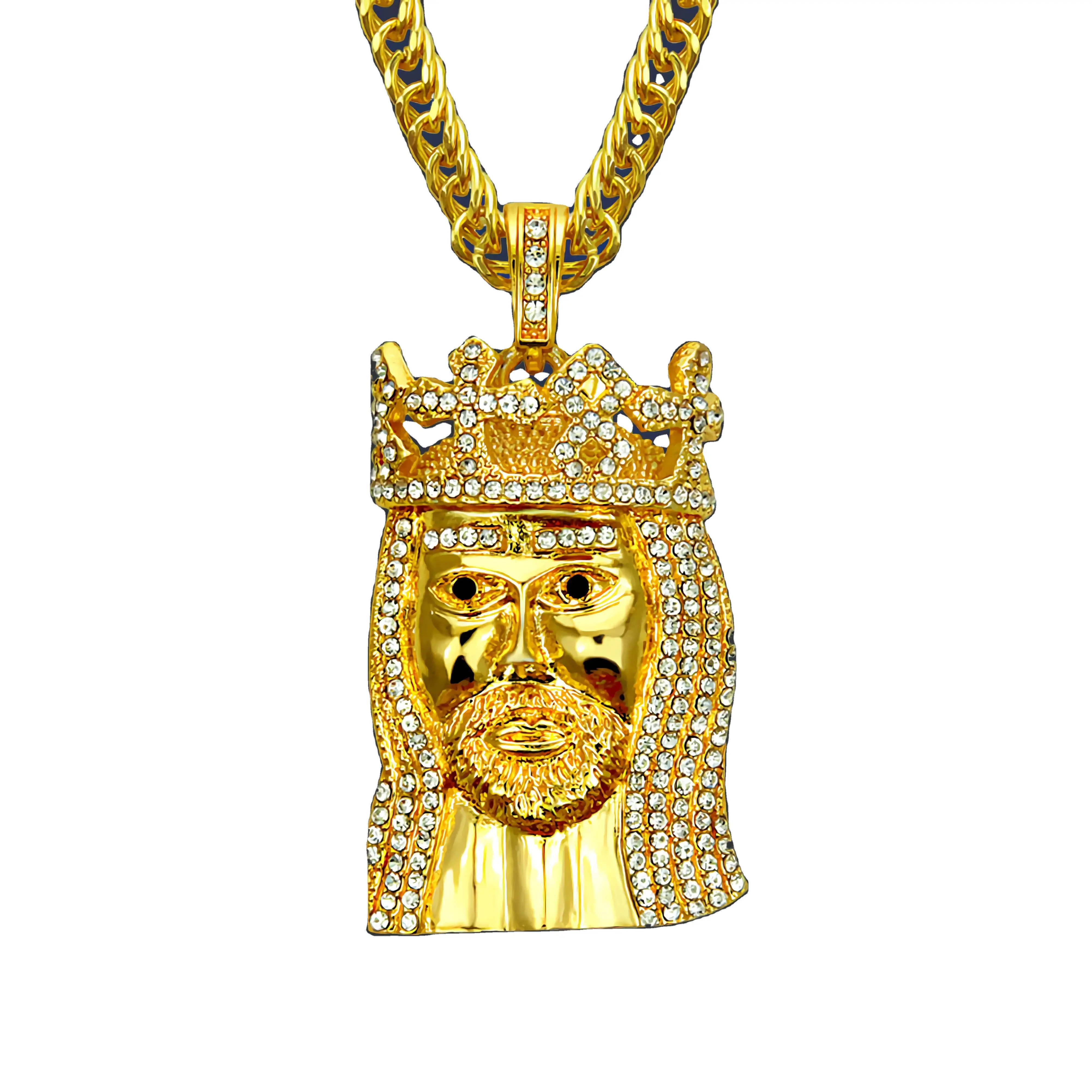 DUYIZHAO Hip Hop Pendant Jewelry with Chain Personality Crown Jewelry People Head Iced Out Pendant Necklace Bling Bling Jewelry