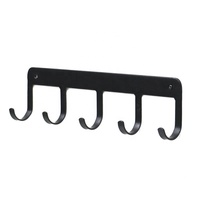 Porte-clés mural multifonctionnel en métal noir avec crochets, organisateur personnalisé avec logo pour la maison, double rectangle, modèle 1