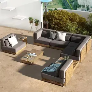 Italian Outdoor Furniture Patio Garden Sofas Furniture Design Modern Villa Hotel Outdoor Teak Sofa Set