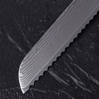 Couteau à pain Couteau à pain dentelé en acier à haute teneur en carbone de 8 pouces Couteau de cuisine en acier damas avec manche en micarta
