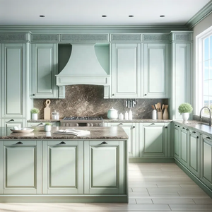 Contemporary U-shape Modular Customized Kitchen Cabinet Solid Wood Shaker Cabinets <strong>Antique</strong> Design MDF Construction Faucet - Product Image 3