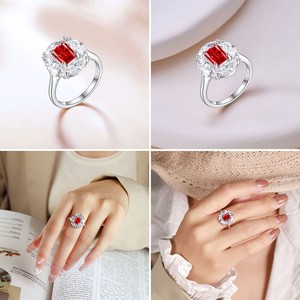 Bague de luxe en zircone haute teneur en carbone, coupe Fleur de Glace Flamme, en argent sterling 925, bijou de mariage et de fête, cadeau - Product Image 4