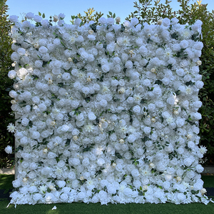 Vendita Calda: Sfondo Floreale per Matrimoni 8ft/10ft, Decorazione con <span class=keywords><strong>Fiori</strong></span> Artificiali Rosa, Fondale Artificiale per Hotel, Parete di <span class=keywords><strong>Fiori</strong></span> 5D - Product Image 2