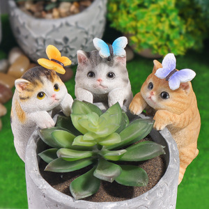 Vente en gros Jardinière murale pour chat en résine-Pot de fleurs suspendu pour chaton mignon pour décoration de clôture de jardin Cadeau de décoration intérieure en vrac OEM pour les amoureux des chats - Product Image 1