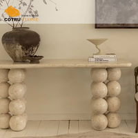 Table console de luxe en travertin au design unique Table centrale en pierre naturelle Table à manger pour la décoration intérieure