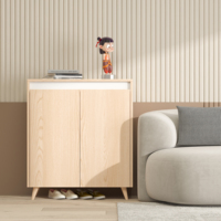 TOPOHUT Canapé incurvé en mélamine chêne clair avec pieds coniques, ensemble de meubles de salon pour programmes logistiques et appels d'offres pour logements sociaux