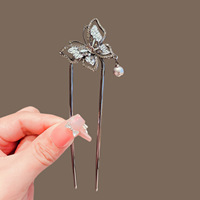 Bâtonnets à cheveux papillon en U pour femmes, accessoires de coiffure chinois Hanfu, épingle à cheveux en métal, bijoux de cheveux rétro Cheongsam