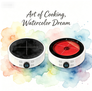 Cuisinière à induction portable de plein air, mini, ronde, avec bouton tactile, double commande, <span class=keywords><strong>plaque</strong></span> de cuisson intelligente en verre cristal - Product Image 5