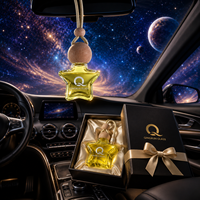 Flacon diffuseur de parfum de voiture en verre transparent en forme d'étoile, vide, recyclable, de luxe, 9 ml, avec bouchon en bois