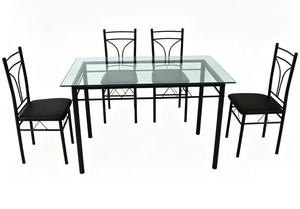 Mesa de <span class=keywords><strong>Comedor</strong></span> Convertible Moderna YUKAI con Vidrio Templado y Asientos Acolchados, Incluye <span class=keywords><strong>Cuatro</strong></span> <span class=keywords><strong>Sillas</strong></span> para Apartamento, Modelo DS-03G - Product Image 2