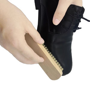 14cm cerato oliatura maiale bianco criniera Schima superba manico in legno pulizia scarpe in pelle spazzola per lucidare scarpe in legno - Product Image 5