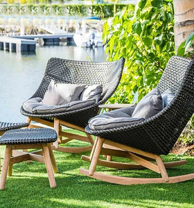 Chaise de terrasse de luxe en rotin <span class=keywords><strong>pour</strong></span> villa extérieure, combinaison de chaises de <span class=keywords><strong>jardin</strong></span> imperméables <span class=keywords><strong>pour</strong></span> cour, balcon et événements/mariages - Product Image 4