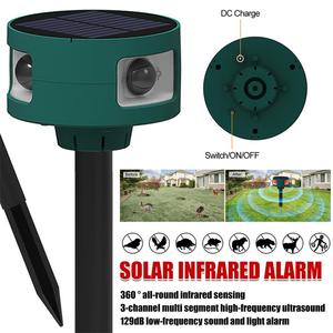 Emergency Flashing <b>Light</b> Alarm <b>Motion</b> <b>Sensor</b> Detector Snake Repellent Solar Powered Ultrasonic Solar Dog Bark Deterrent Device - Product Image 6