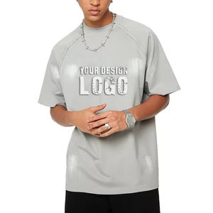 Camiseta Deportiva Informal de Moda para Hombre, Lavada, de Gran Tamaño, de Alta Calidad, con Hombros Caídos, Estilo Vintage, Holgada - Product Image 1