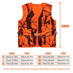 เสื้อกั๊กกลา<span class=keywords><strong>ง</strong></span>แจ้งสำหรับผู้ชาย เสื้อกั๊กสำหรับล่าสัตว์ สีส้มลายพราง มีกระเป๋าหลายช่อ<span class=keywords><strong>ง</strong></span> ขนาด M-4XL - Product Image 2