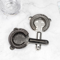 Passoire à cocktail Hawthorne en acier inoxydable 304 gravée de motifs floraux noirs, accessoires de bar pour barman