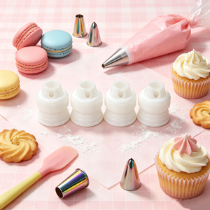 4Pcs White Plastic Piping Tip Coupler <b>set</b>, Universal Pastry Bag Converter, Cake <b>Baking</b> Decorating Tool - Product Image 4